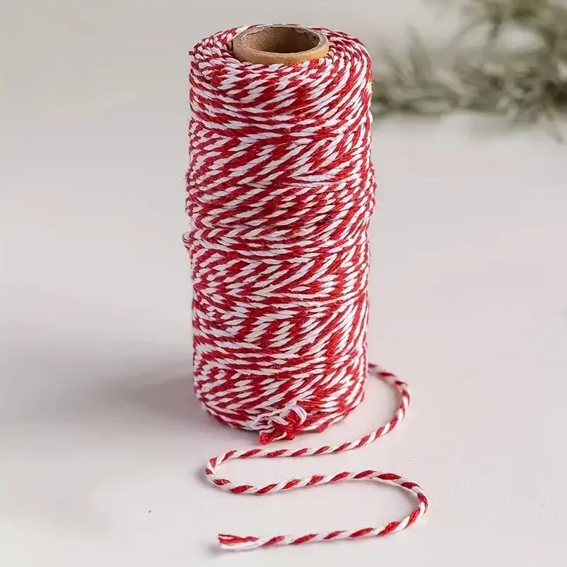 

100m Red White Decorative Rope for Christmas Gift Wrapping & Tree Decor. Sturdy Craft Cord for Holiday Party Planners