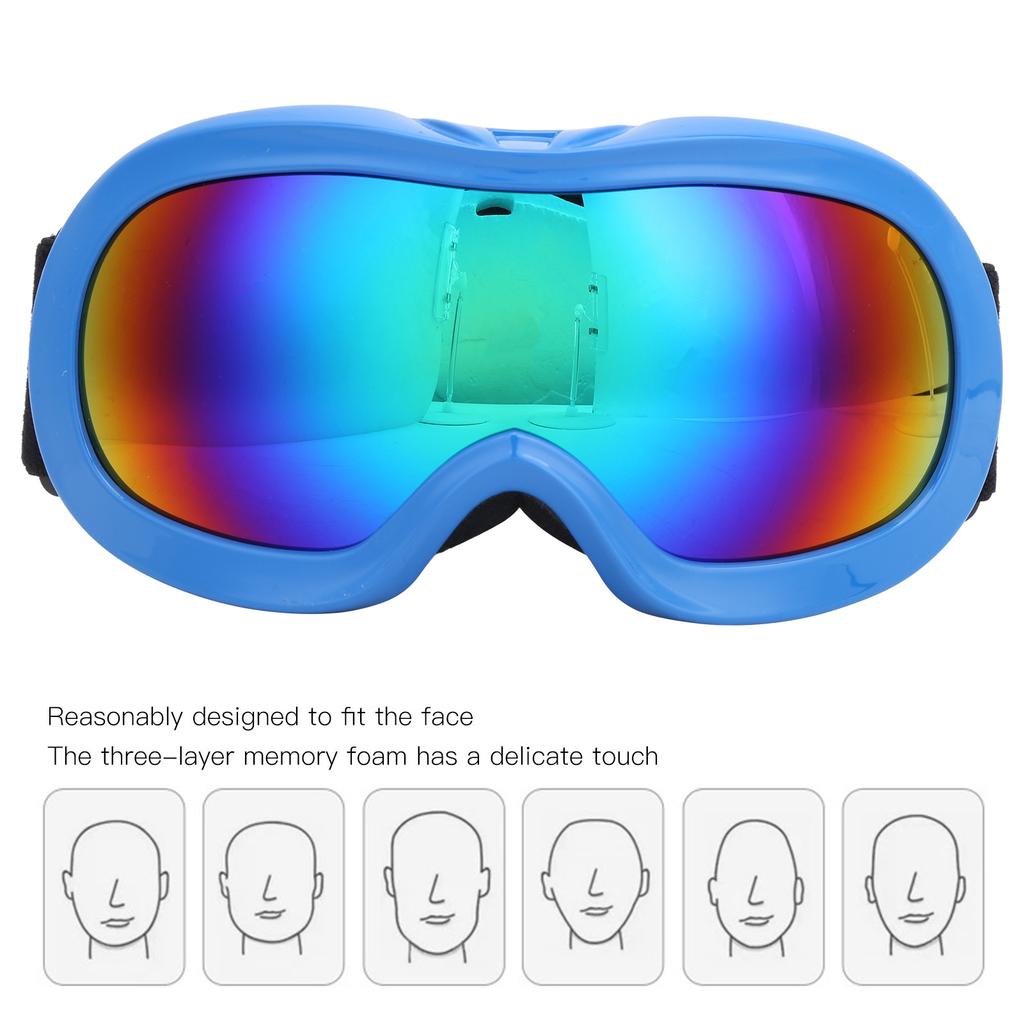 Children Ski Snowboard Goggles DoubleLayer Lenses AntiFog UV Snow Goggles(Black Red )