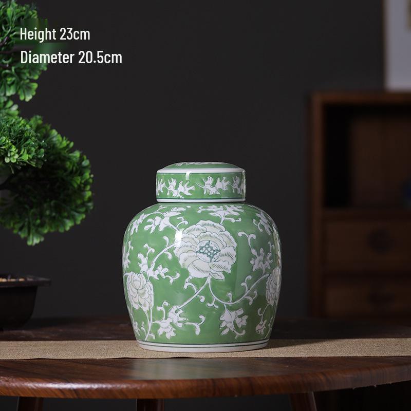Blue & White Hand-Painted Porcelain Vase: Ceramic Decor Jar for Living Room or Entrance.