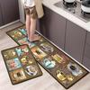 Tappeto da Cucina Retro Astratto Cartone Animato Stile Americano Assorbente Olio-Resistente Sporco-Resistente Tappetino Decorazione Casa