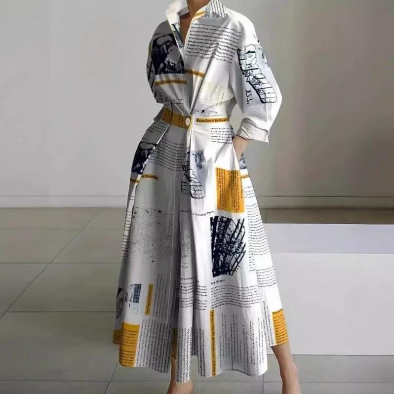 2026 Europäisches & Amerikanisches Lässiges Pendler-Polokragenkleid mit Langen Ärmeln & Elastischer Taille