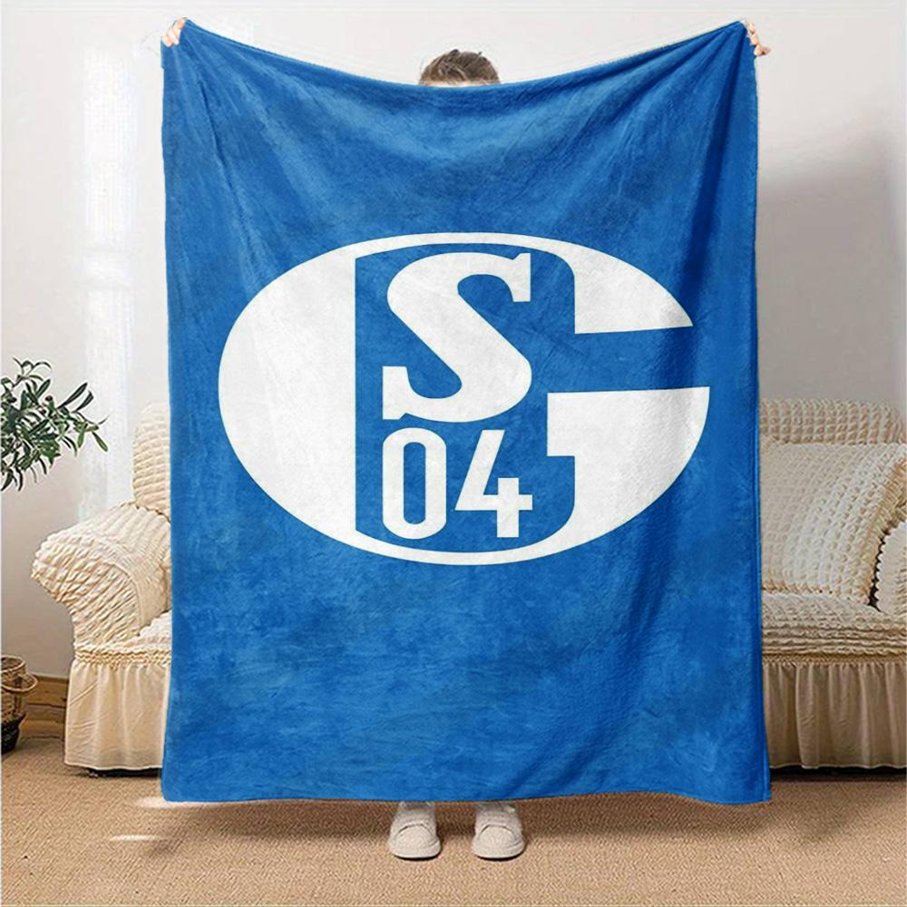 FC Schalke 04 Club Logo Flannel Throw Blanket, Soft Warm Sofa Bed Cover, Soccer Fan Home Decor Gift for Living Room Bedroom