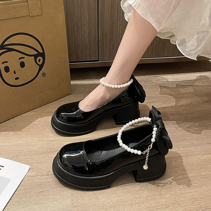 French Mary Jane Shoes Girl 2025 New Versatile Skirt Fairy Style White Thick Heel High Heel Platform Small Leather Shoes