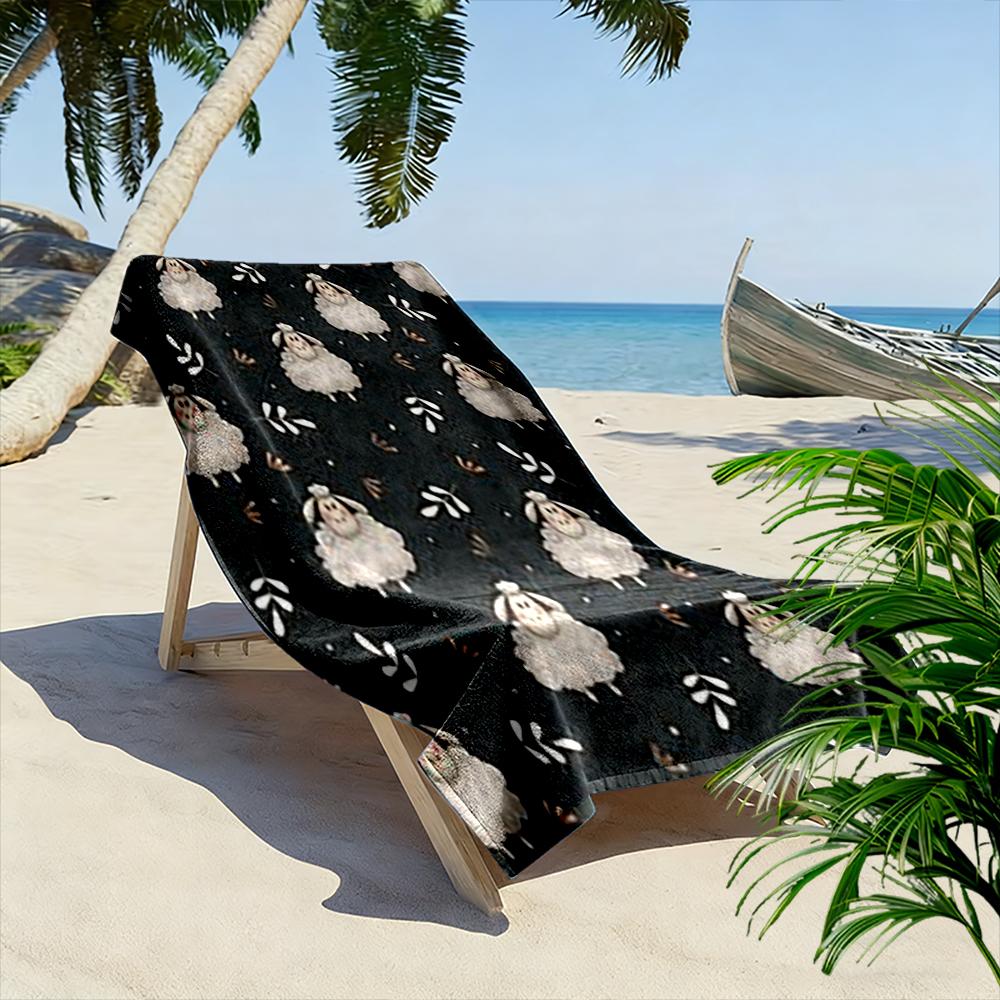 Süßes Schafmuster mit Blättern - Schnelltrocknendes Strandtuch für Reisen, Outdoor-Sport, Joggen, Strand und Schwimmen