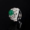 Hao Inlaid with Diamond Temperament Yuan Shape Imitation Royal Blue Red Corundum Zircon Chalcedony Ring Drop Glaze Open Ring Female