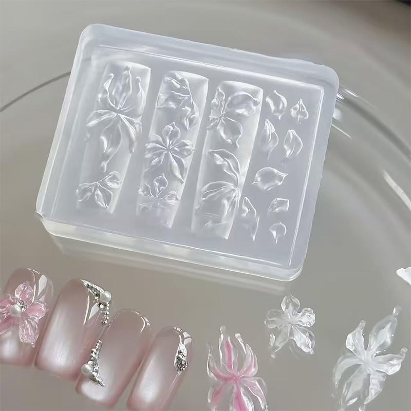 1 Pcs 3D Ice Crystal Flower Ice Creative Silicone Acrylic Nail Mold Diy Silicone Manicure Nail Art Decorations Mold