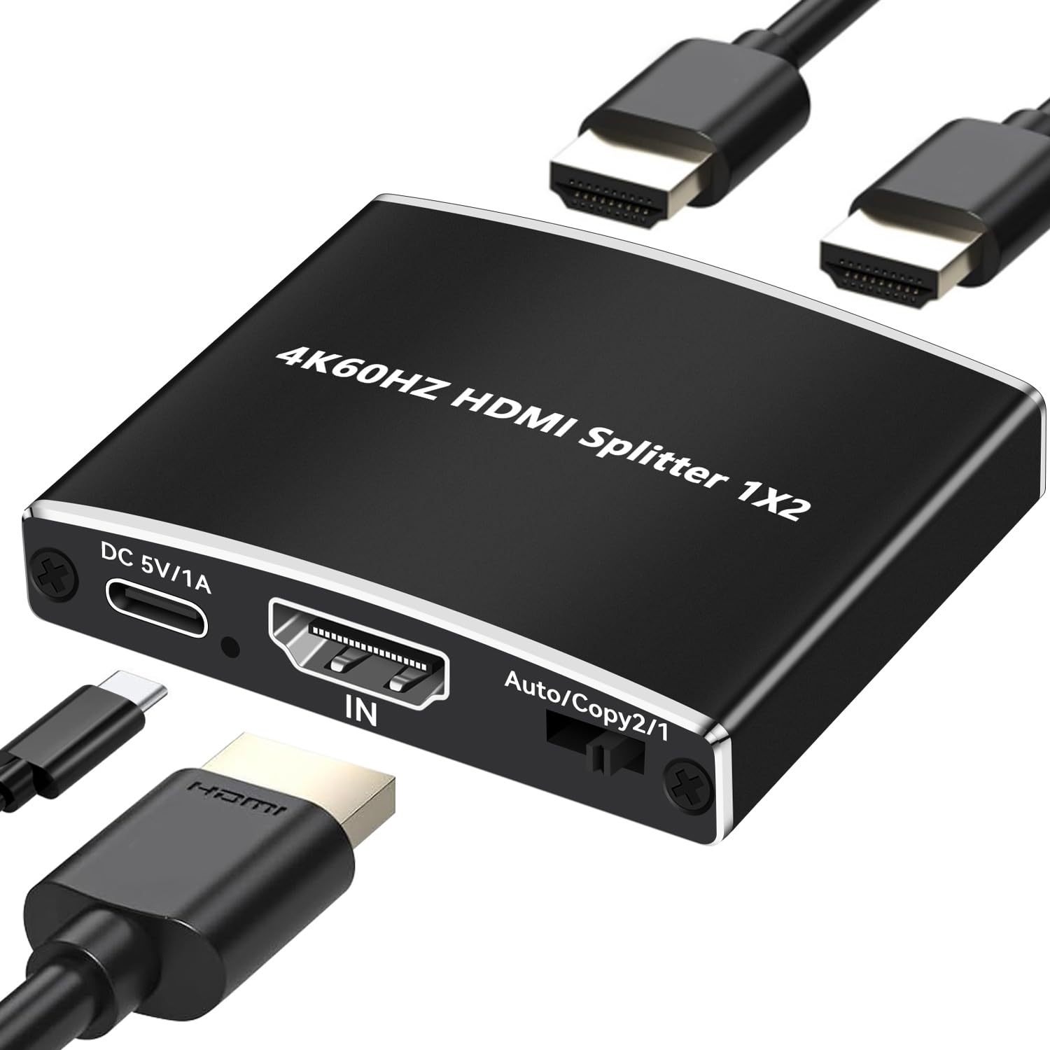 

HDMI 1 2 HDMI Dual Display 3D HDCP Audio Multiple Compatible with Fire TV and More 2.0b Splitter, Input, Outputs, 4K@60Hz, Splitter, Output, Video, чорний