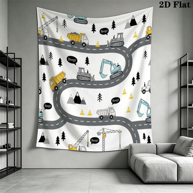 Cute Vehicle Wall Tapestry Aesthetic Wall Hanging Printed Fabric Blanket Decorative Tapestries for Bedroom Living Room Home Decor