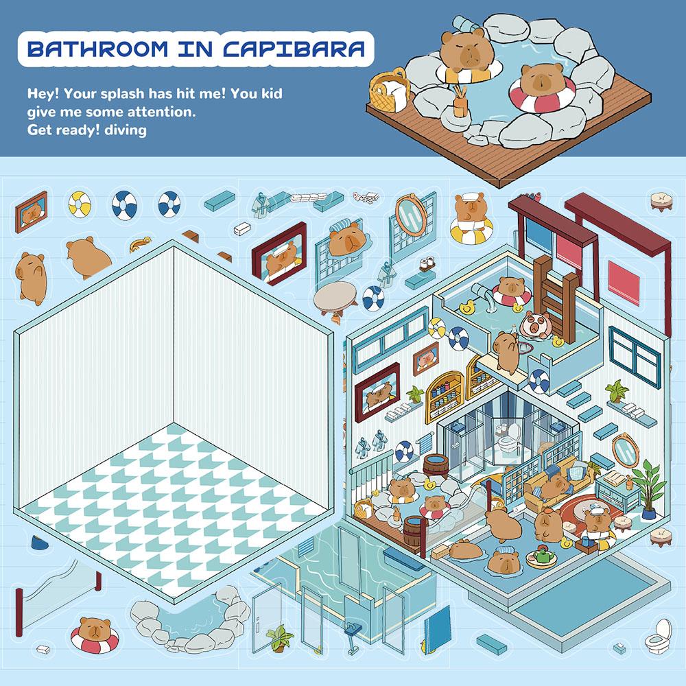 

2 шт. Наклейки для ванной комнаты с пейзажем, Коллаж, Автомобильная эстетика, Водонепроницаемые, Для багажа, Современное искусство, Сцена, Декор для кафе, комнаты, Картины Харадзюку