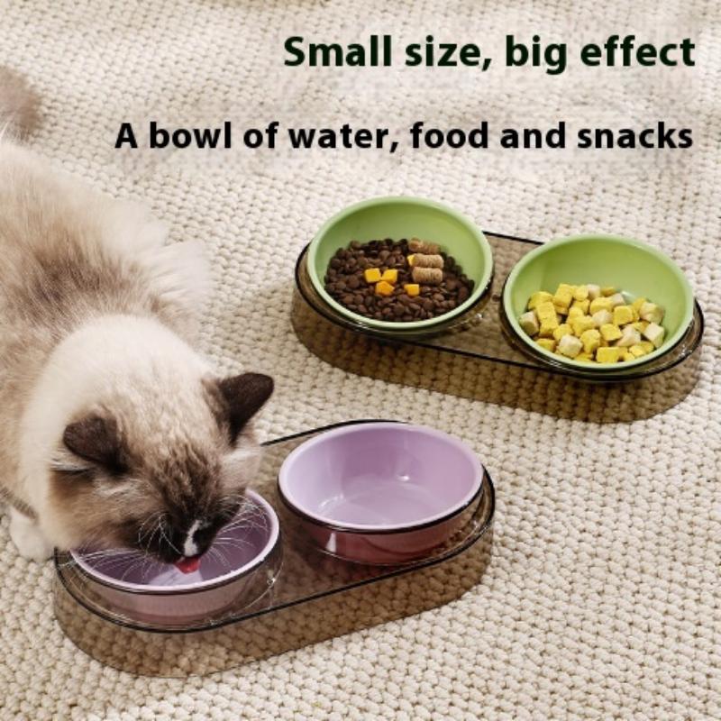 Durable Elevated Dual Bowl Feeder Raised Pet Feeding Station With Non-Slip Stand Easy Feeding For Cats & Small Dogs Water Bowl