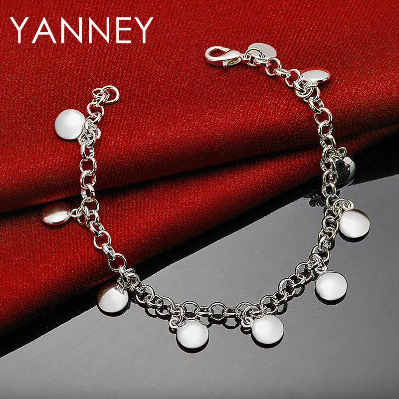 925 Sterling Silver 8-inch Delicate Round Bracelet for Women, a Fashionable Jewelry Gift for Weddings