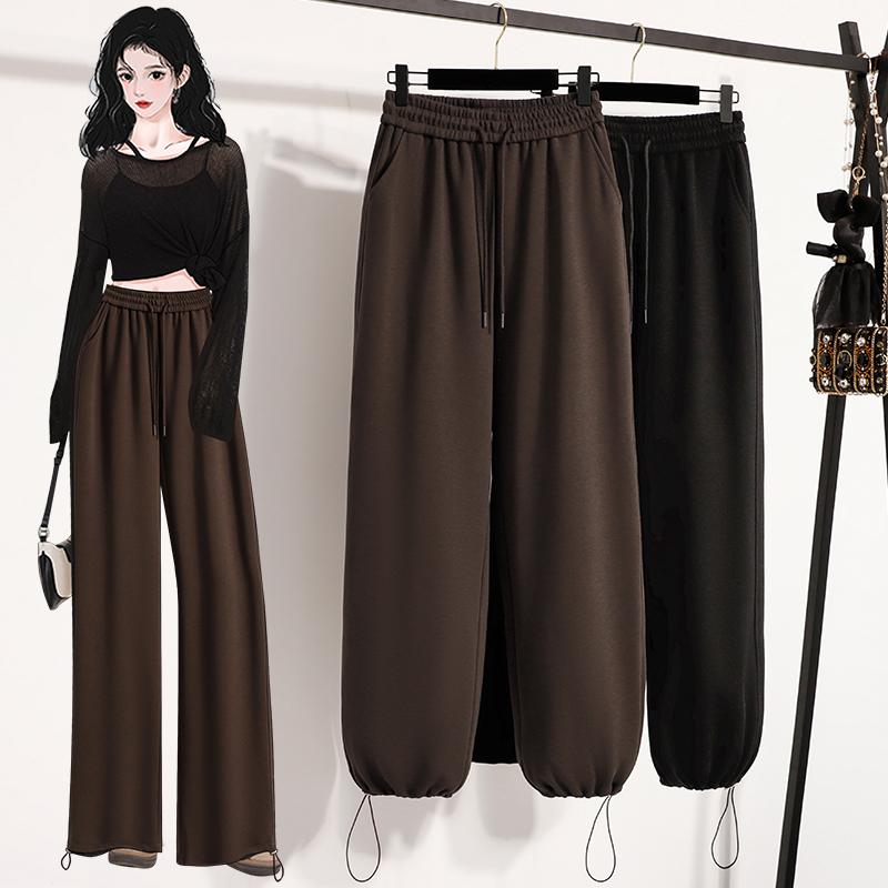 DIMANAF Plus Size Women Long Pants Loose Basic Casual Pants Elastic Waist Cotton Fashion Lady Autumn 2025