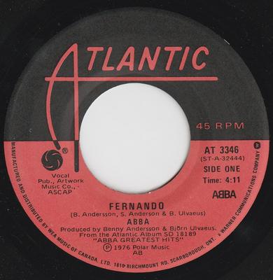 7inch Record ABBA - Fernando AT3346 Atlantic 1976 Canada Pop Used