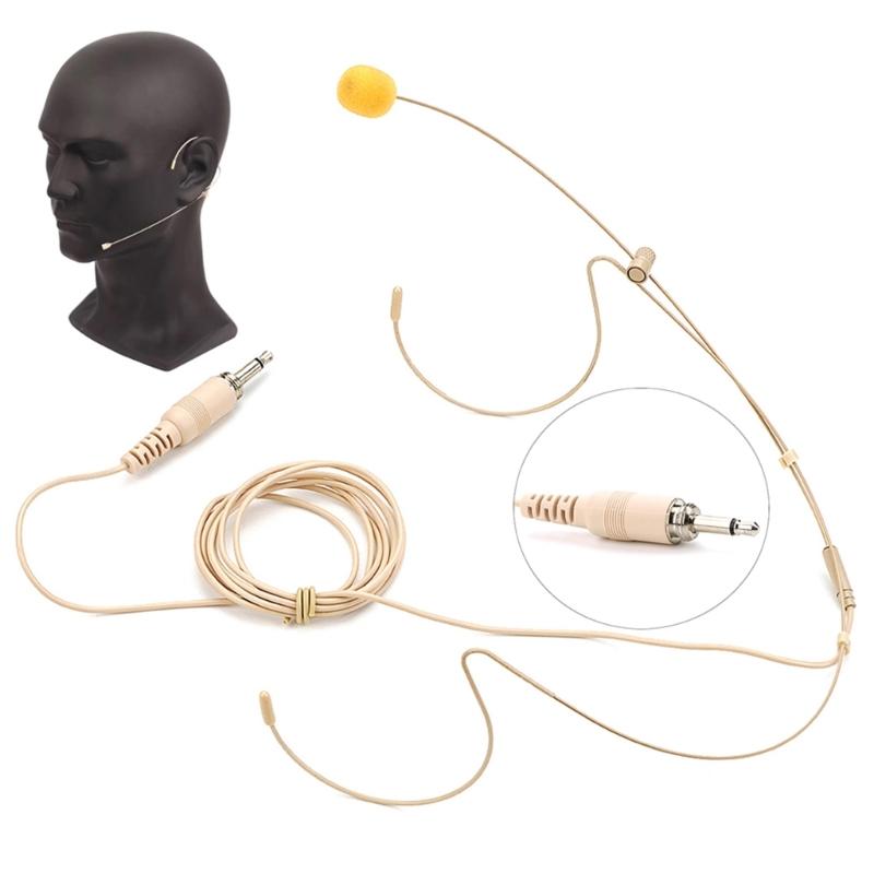Headset Headworn Microphone 3.5mm Thread Screw Lock Head Microphone Double Earhook Headworn Mic for Stage Performances