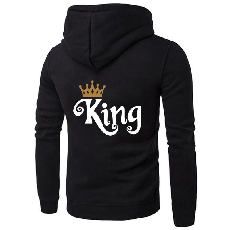 Female Full Sleeve Casual  Pullovers Tops QUEEN KING Poker Couple Hoodies Autumn Winter Women Men Harajuku Hooded Sweatshirt