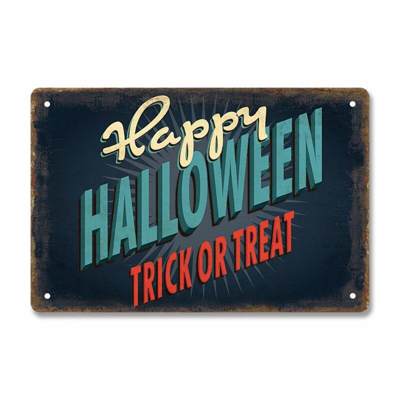 Vintage Halloween Trick or Treat Party Poster Tin Signs  Metal Plate Wall Decor for Cafe Bar Pub  Perfect Halloween Gift
