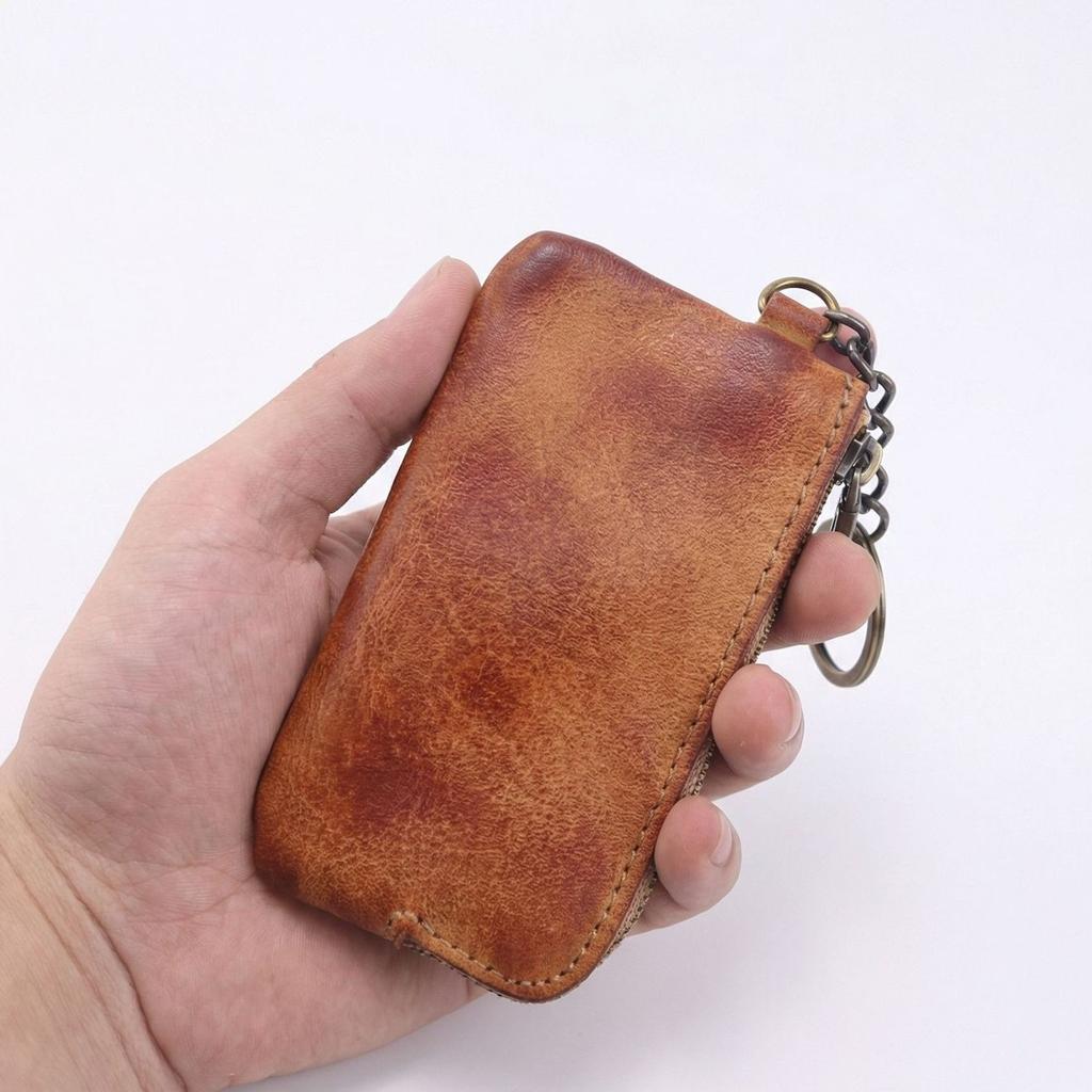 Coin Purse for Men,Change Pouch for Men,Genuine Leather Mens Tray Purses Coin Purse Cash Wallet Key Holder Money Pouch