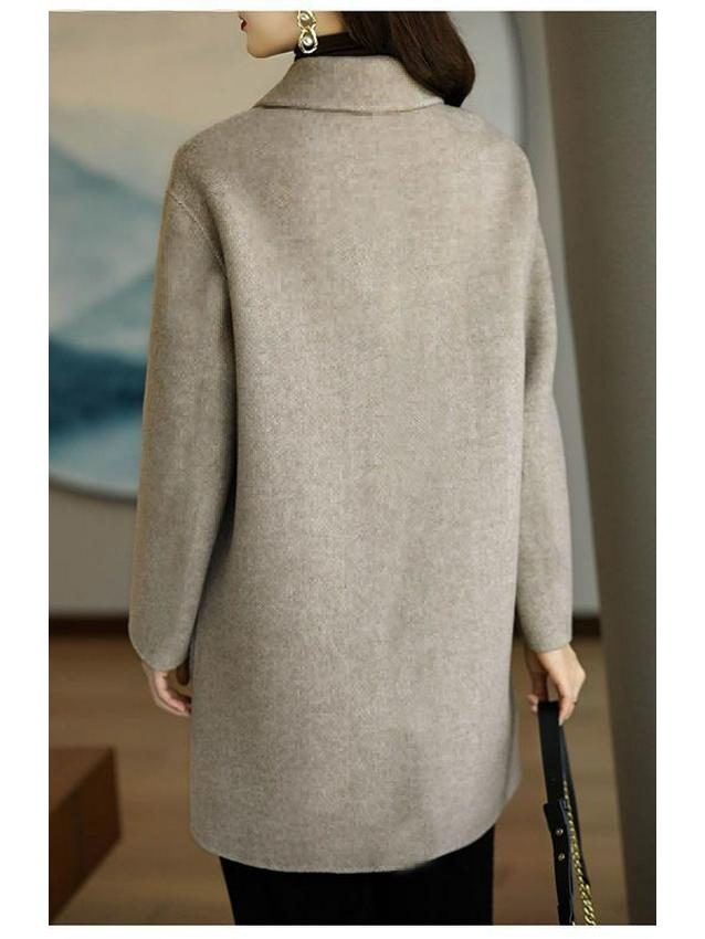 2025 Autumn/Winter Women's Korean-Style Slimming Mid-Length Wool Coat