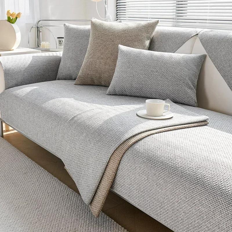 1PC Woven Cotton and Linen Sofa Cushion for All Seasons Universal Non-slip Sofa Cover Cover New  Backrest Cover Cloth Towel