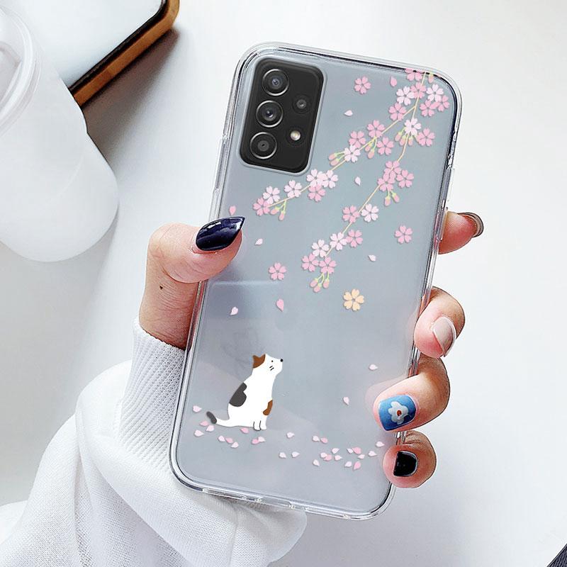 Phone Case For Samsung A52s A52 Floral Silicon Cover For Samsung Galaxy A52 Fundas Coque Transparent Soft Capas Flower TPU
