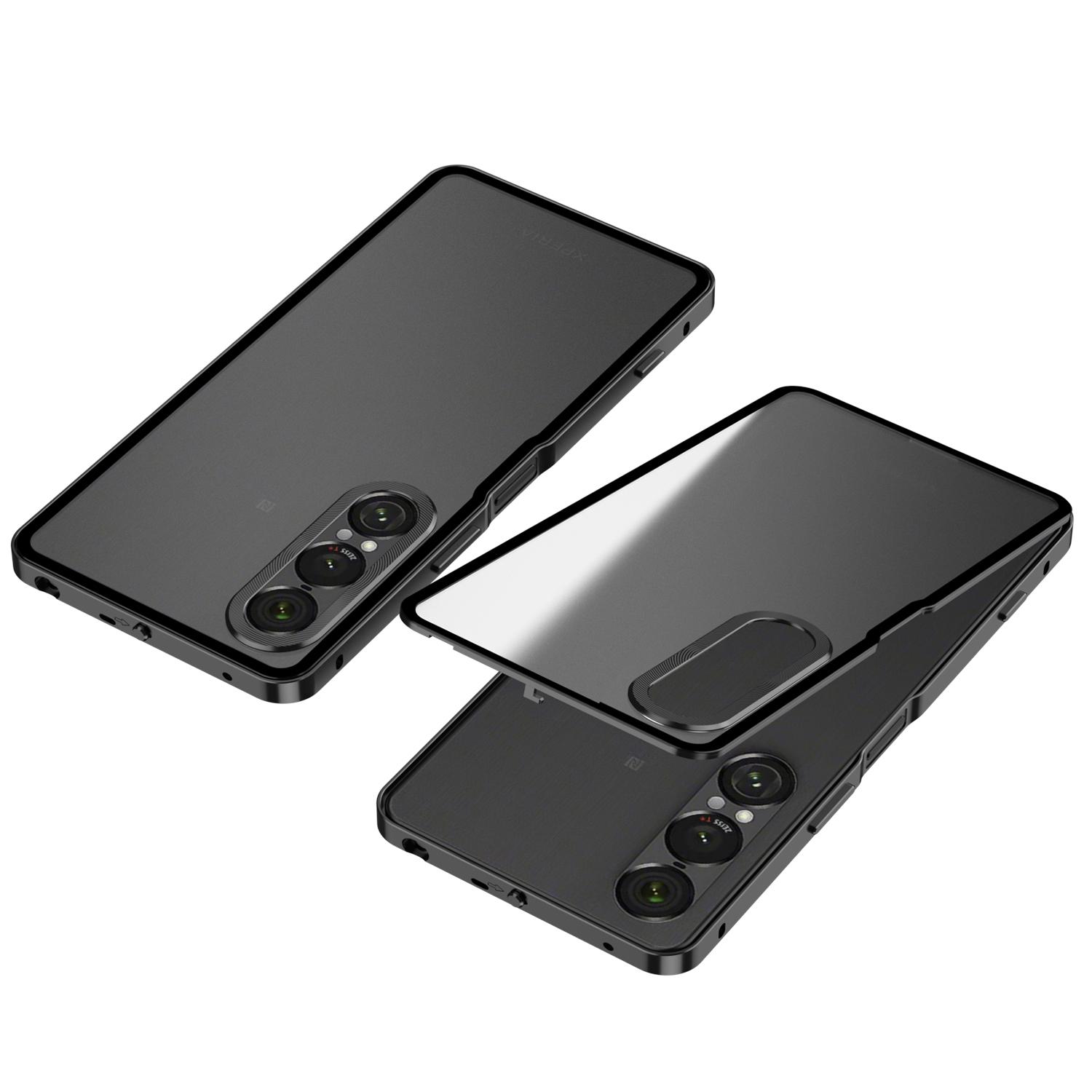 

Матовый чехол для Sony Xperia 1 VII из алюминиевого сплава + ПК, чехол для телефона с выдвижной защелкой Black