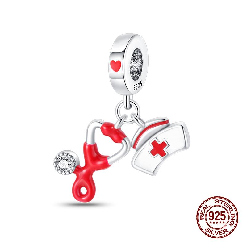 100% 925 Sterling Silver Guitar Musician Painter Doctor Career Charm Bead Fit 925 Original Bracelet DIY Souvenir Jewelry