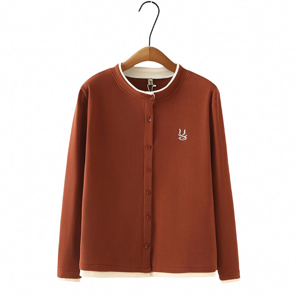 

Plus Size Women s Stylish Single-Breasted Color Block Two-in-One Slimming Shirt XL кавовий/брудно-білий