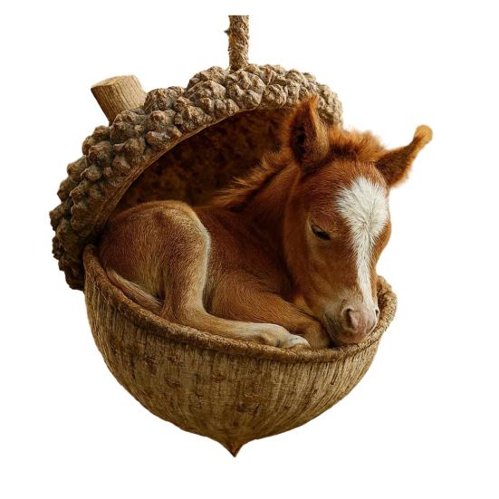 Skovdyr Eikenøttpynt Koselig Furu Kongle Dyr Julepynt 2D Akryl Skogsvesen Hengende Ornament for Naturelskere