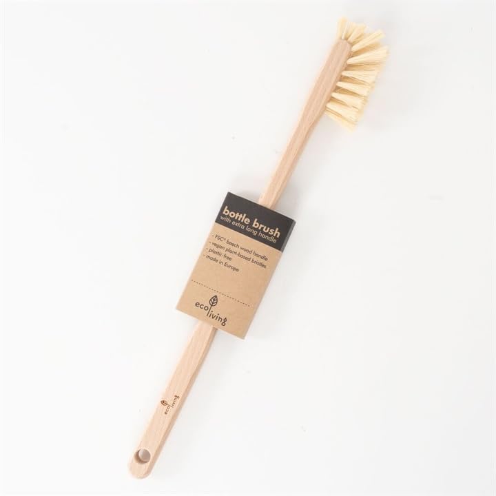 

ecoLiving Щетка для бутылок с длинной ручкой Деревянная щетка для бутылок для чистки бутылок для воды