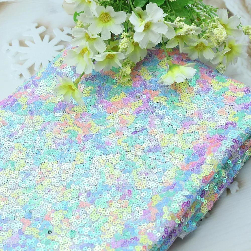 3mm Illusion Small Sequin Embroidered Fabric Stage Evening Dress Embroidered Fabric Background Tablecloth Luggage Fabric