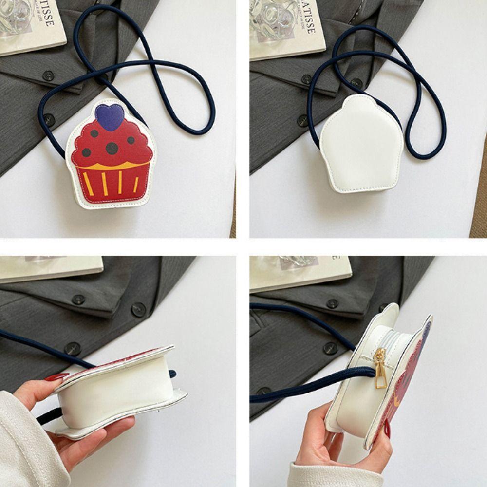 Cute Cartoon Shoulder Bag Cake Children's Purse Portable Cupcake Shape Crossbody Bag Travel