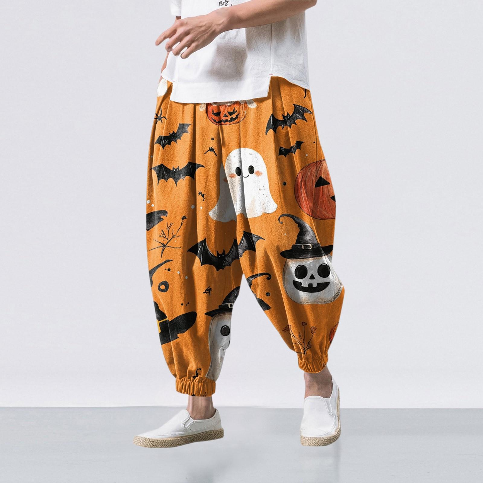 

Принт на Хэллоуин - Повседневные брюки широкого кроя, Мужские свободные повседневные брюки XXXL