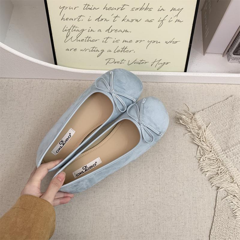 

2025 spring and autumn new fashion versatile fashion inner height increase Internet celebrity single shoes female ballet style bow fairy 39