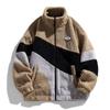Autumn and Winter Lamb Wool Jacket for Male Couples, Lamb Wool Stand Up Collar Jacket, Color Blocked Versatile Top