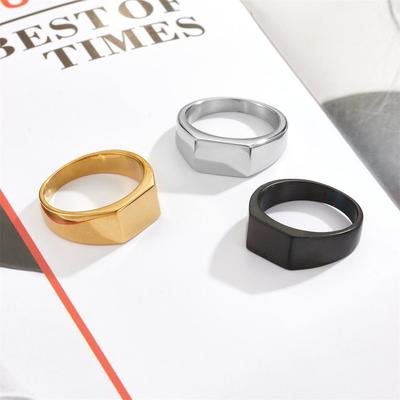 Gepolijste Rechthoekige Titanium Stalen Ring voor Mannen met Graveeroptie