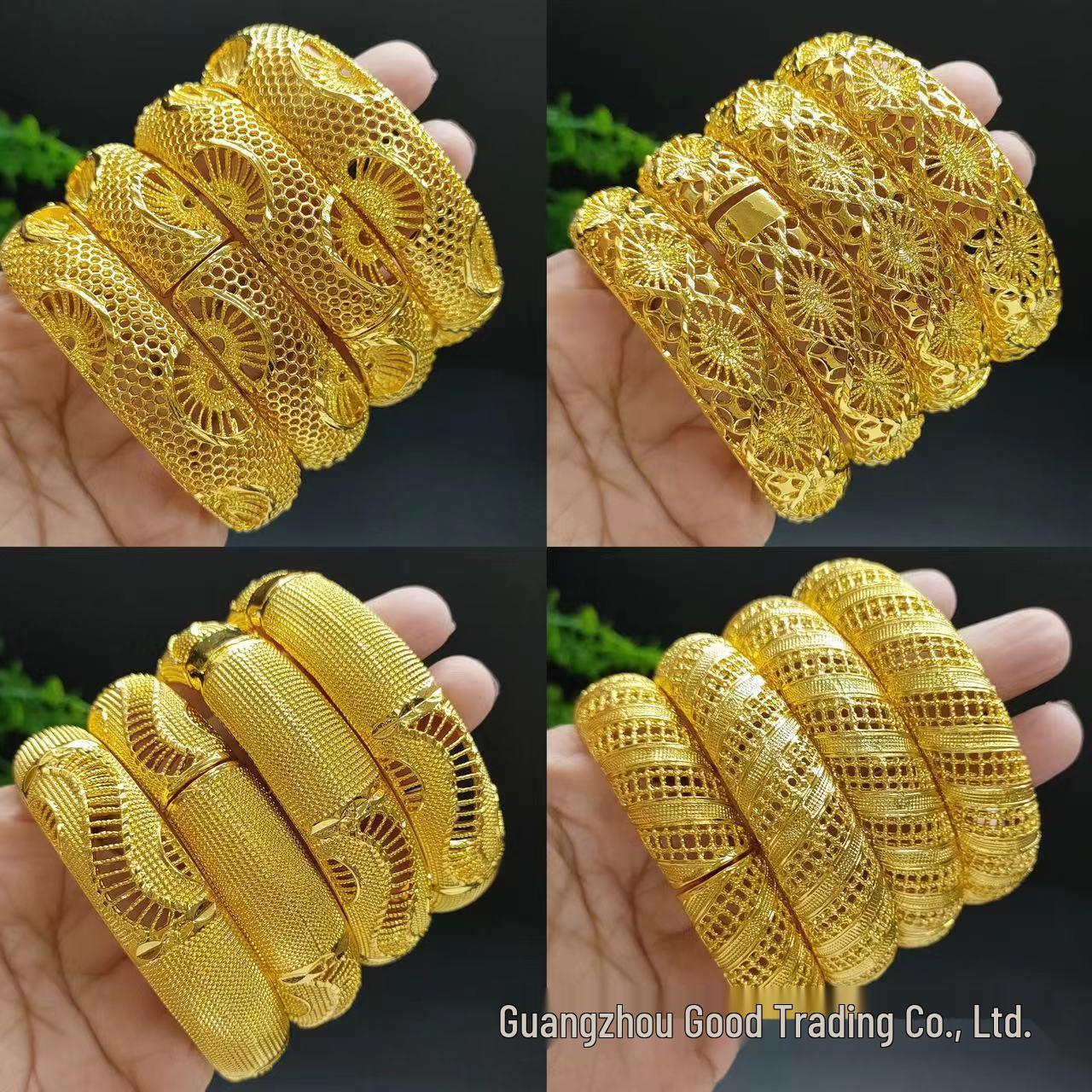 

24K Gold-Plated Sand Gold Bridal Bracelet for Women 24K Gold-Plated