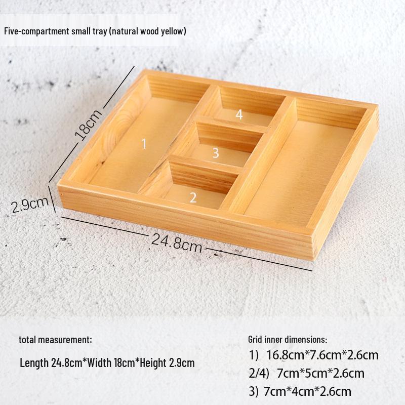Retro Wooden Multi-Grid Desktop Storage Box and Display Tray
