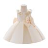 2025 Girls' Princess Formal Dress with Big Bow and Puffy Satin Skirt for Toddlers and Young Kids