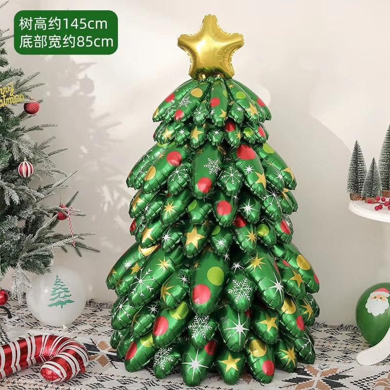 130CM Christmas Tree Standing Balloon Xmas Holiday 4D Inflatable Green Foil Balloons Set 2025 New Year Party Decoration