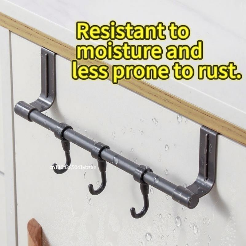 Stainless Steel Bathroom Kitchen Cabinet Rag Shelf Dishcloth Hanger Single Pole Towel Rack Over Door Back Type Hanging Holder