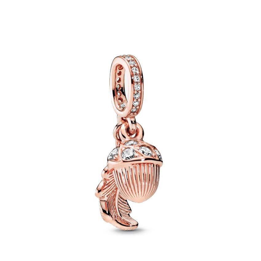 New Copper Rose Gold Lock Love Bow Tree Safety Buckle Charm Bead Fit For Bracelet Necklace Diy Women'S Boutique Jewelry