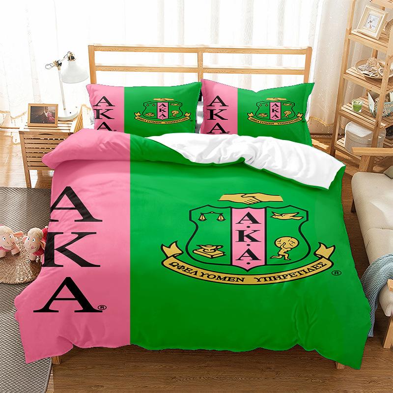 Alphanumeric Logo Digital Printing Quilt Cover Pillowcase Bed Three-Piece Set