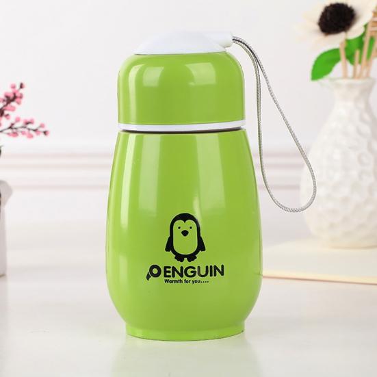 300ML Vacuum Cup Food Grade Good Thermal Insulation Effect Stainless Steel Penguin Water Bottle for Home