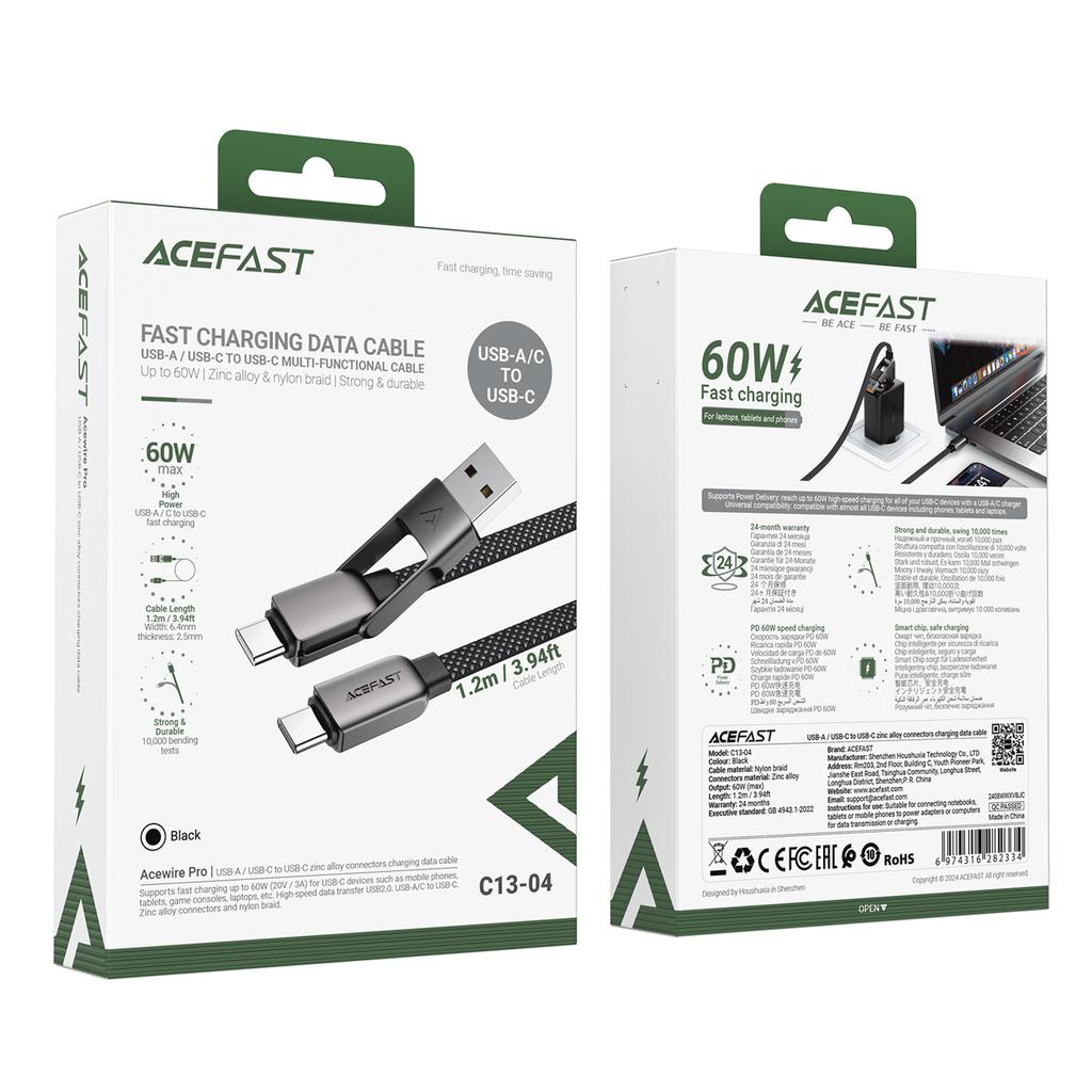 Cable USB-C - USB-A / USB-C 480Mb/s 3A 1.2m - black