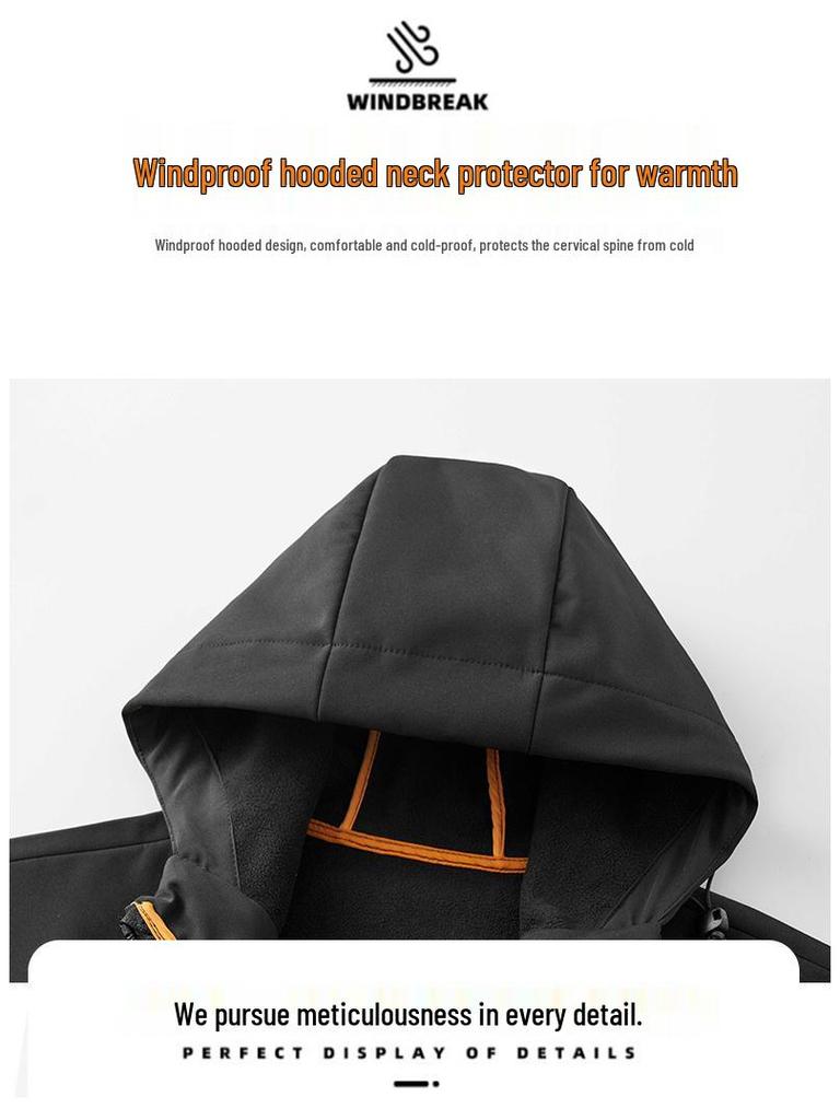 Men's Plus Size Softshell Jacket - Autumn/Winter Waterproof Windproof Hooded Casual Sport Coat
