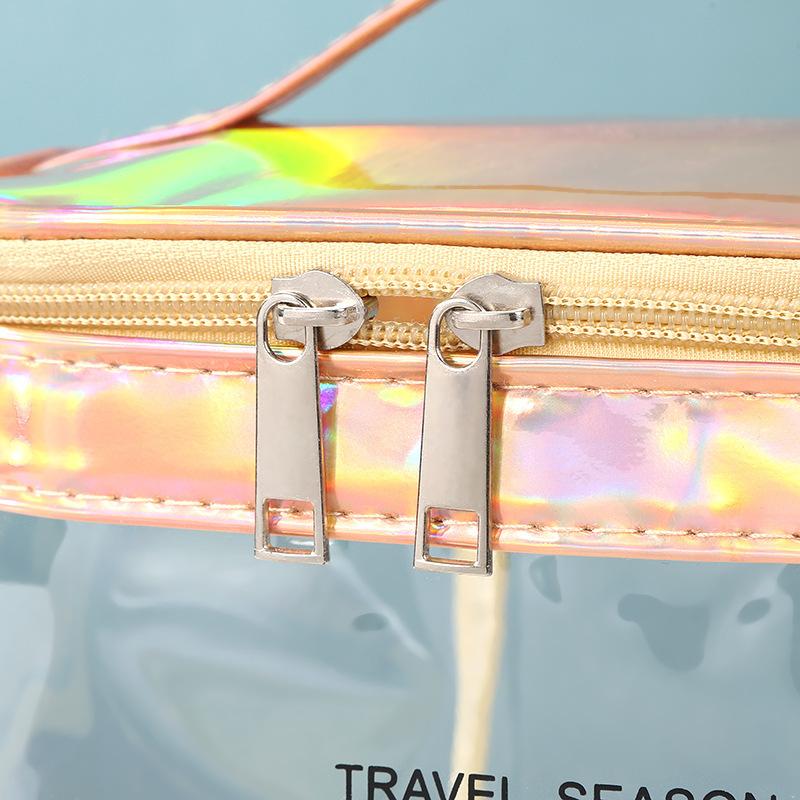 Trendy Laser Transparent Makeup Bag Portable Minimalist Handbag Travel Cosmetic Pouch Waterproof PVC Clear Toiletry Bags