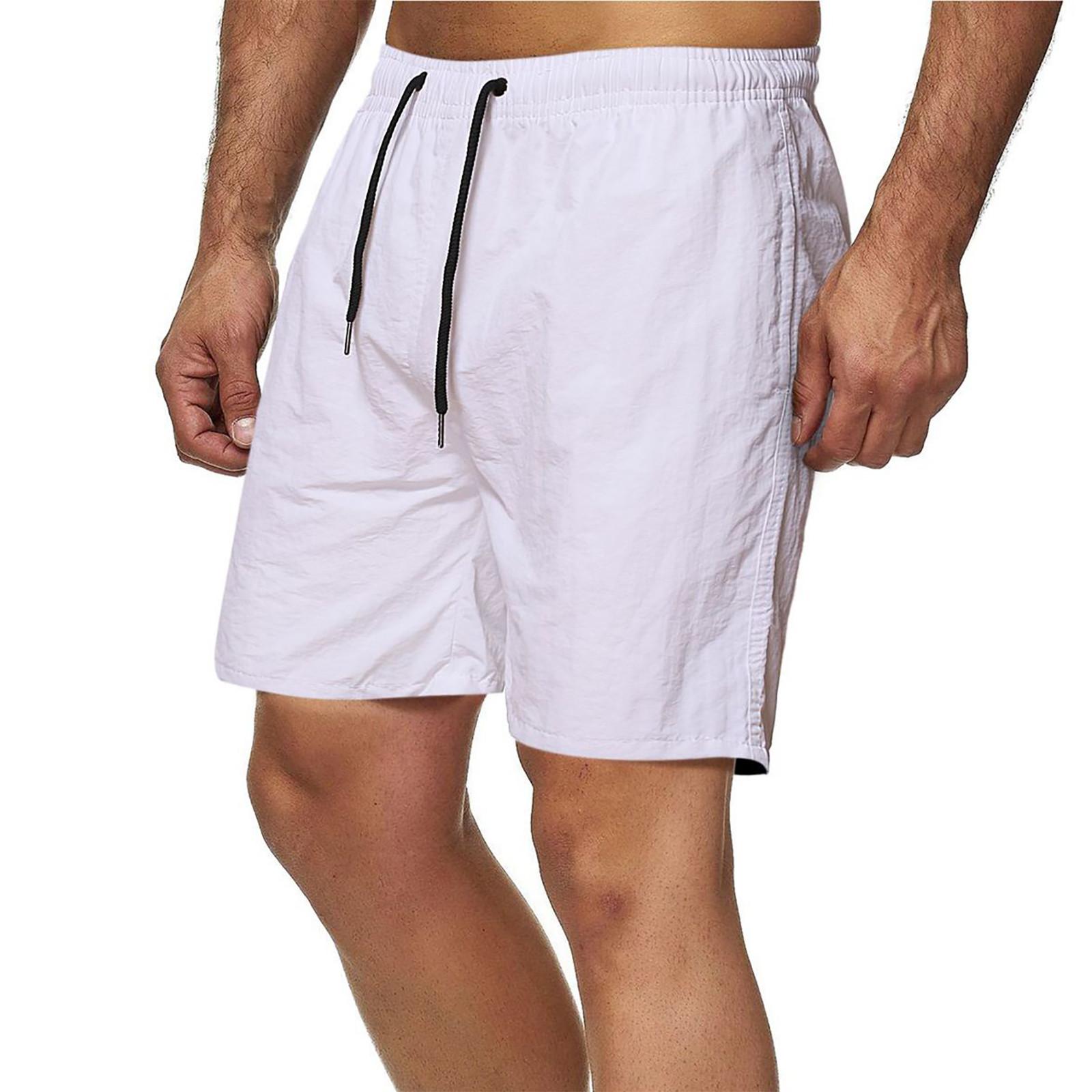 NFNF Fashion Herenshorts Casual klassieke pasvorm Zomerstrandshorts met trekkoord, elastische taille en zakken XL wit