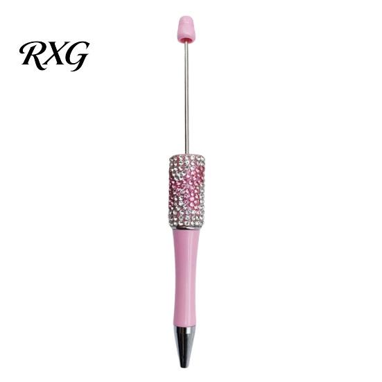Sparkly Bow Pen Diamond Beadable Pens, Bling Rhinestone Beaded DIY Plastic Bead Pen, Crystal Stylish Desk Accessory Shaft Black Ink Ballpoint Pens for