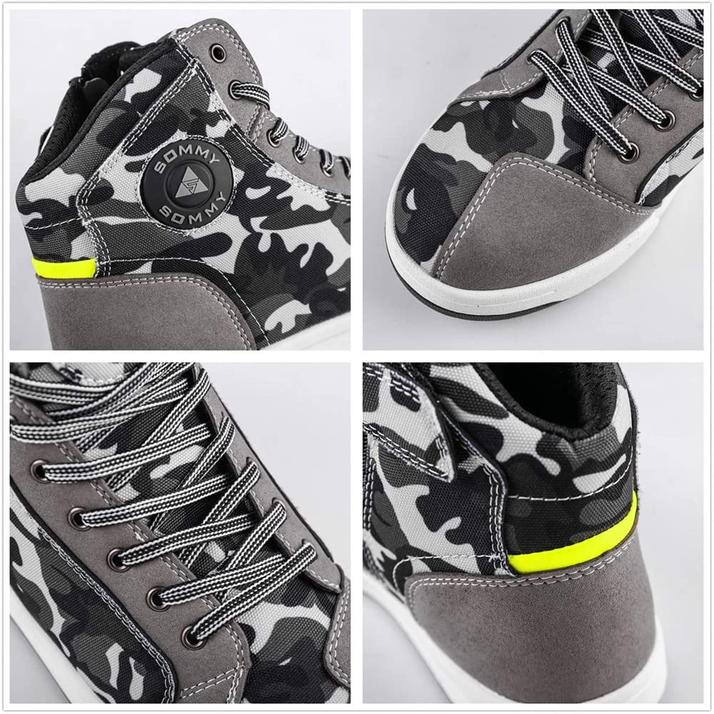 Motorcycle Riding Protective Camouflage Boots, Shoes, Shoes, Sports, Casual, Breathable, Abrasion-Resistant, Non-Slip (Size 26, Gray) [Used]
