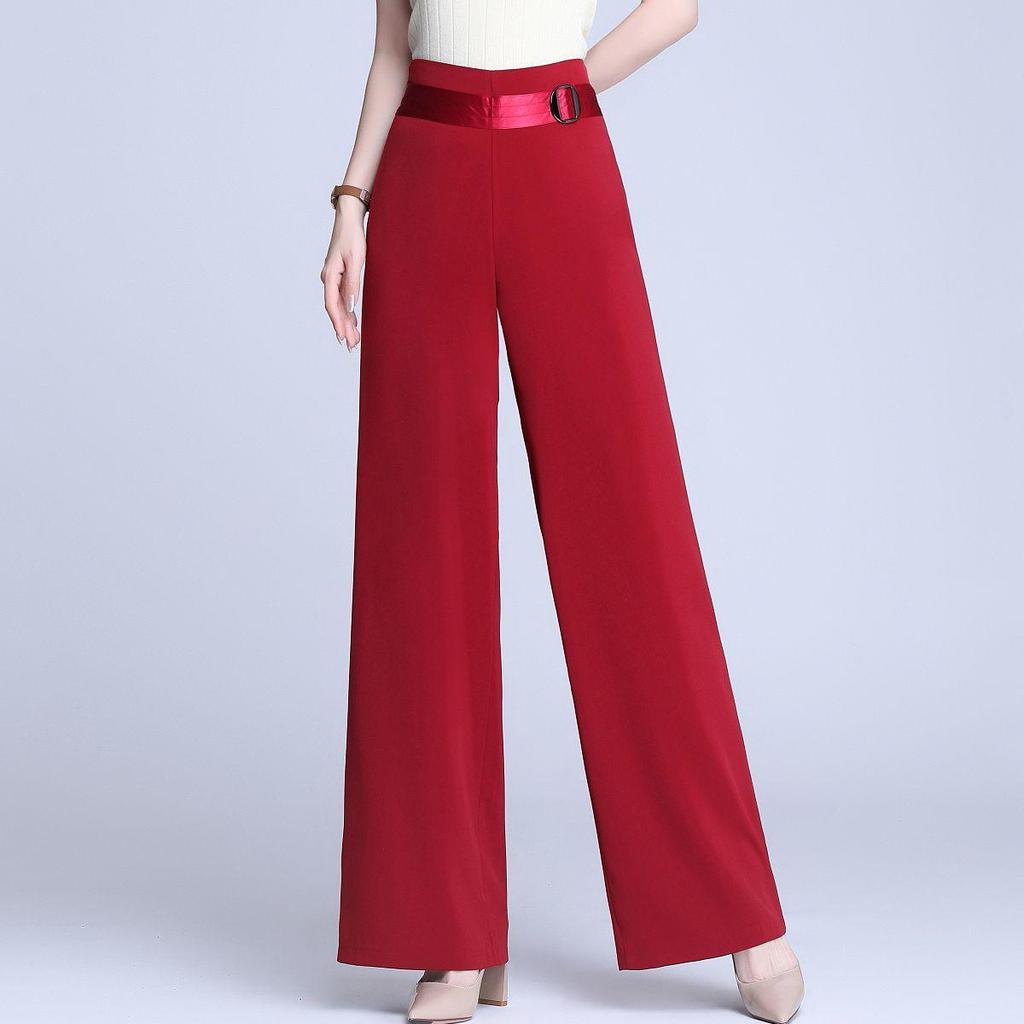 2026 Spring/Summer Women's High-Waisted Wide-Leg Casual Dance Pants - Non-Iron, Side Zip, Straight Leg Design
